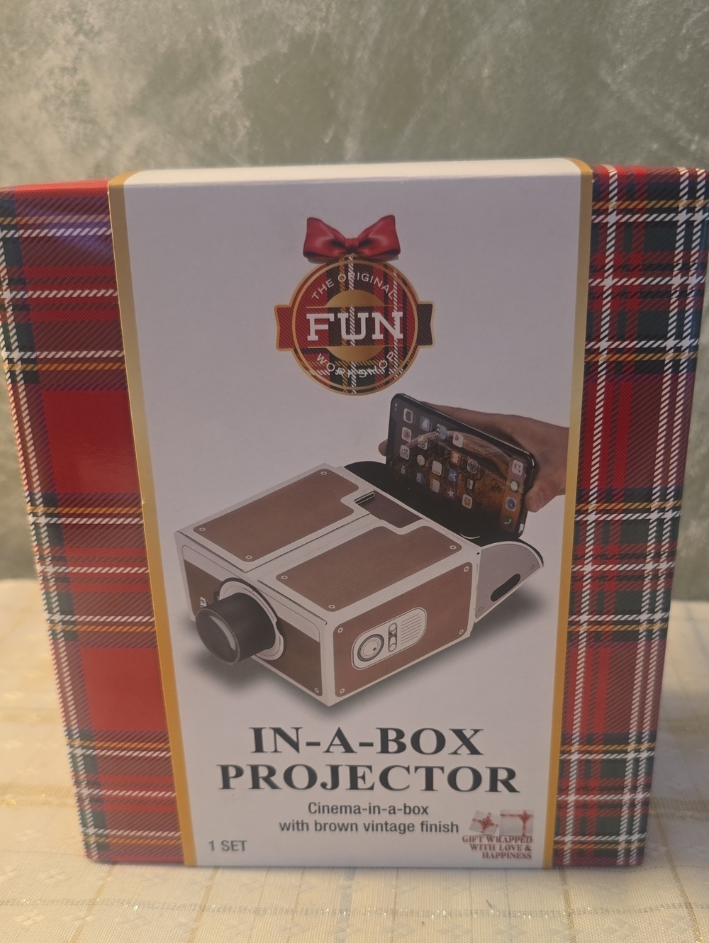 In-A-Box Projector - Brown Vintage Finish, Fits Your Cell Phones, Cinema  New